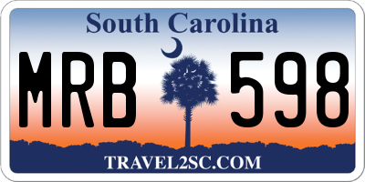 SC license plate MRB598