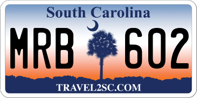 SC license plate MRB602