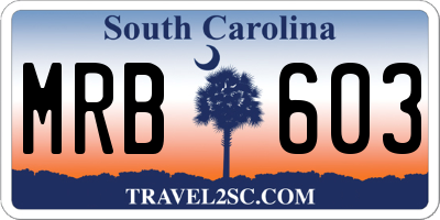 SC license plate MRB603