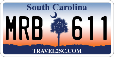SC license plate MRB611