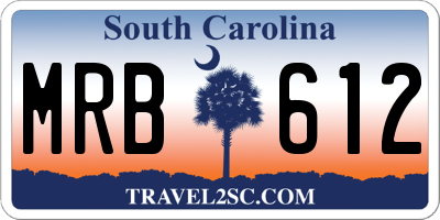 SC license plate MRB612