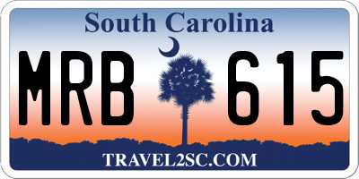 SC license plate MRB615