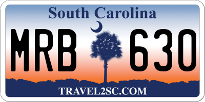 SC license plate MRB630