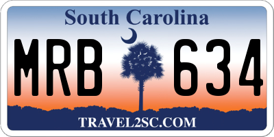 SC license plate MRB634
