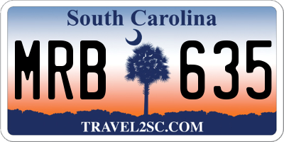 SC license plate MRB635