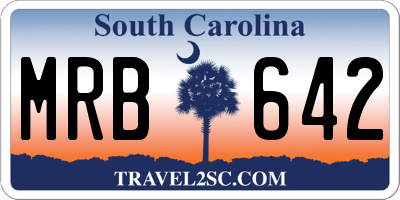 SC license plate MRB642