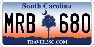 SC license plate MRB680