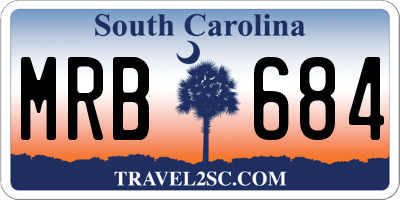 SC license plate MRB684