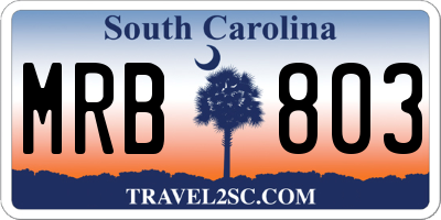 SC license plate MRB803