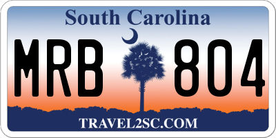 SC license plate MRB804