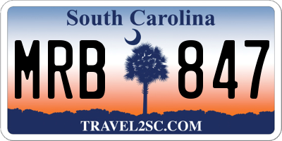 SC license plate MRB847