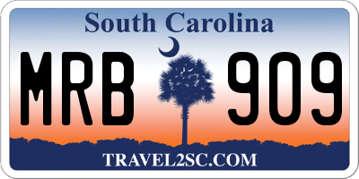 SC license plate MRB909