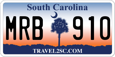 SC license plate MRB910