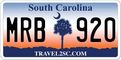 SC license plate MRB920