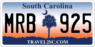 SC license plate MRB925