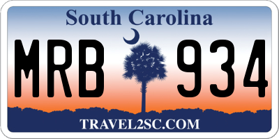 SC license plate MRB934