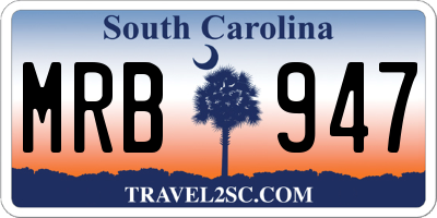 SC license plate MRB947