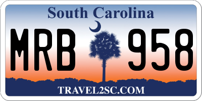 SC license plate MRB958