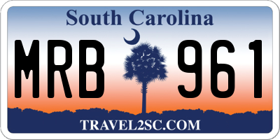 SC license plate MRB961