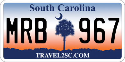 SC license plate MRB967