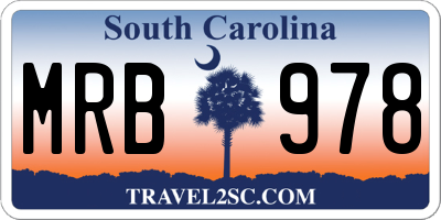 SC license plate MRB978