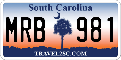 SC license plate MRB981