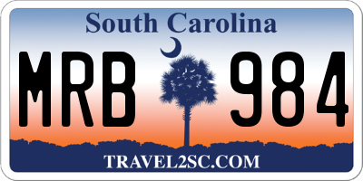 SC license plate MRB984