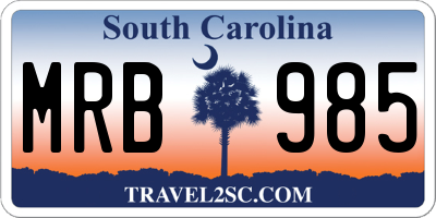 SC license plate MRB985