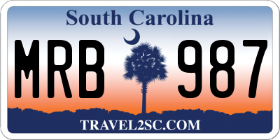SC license plate MRB987
