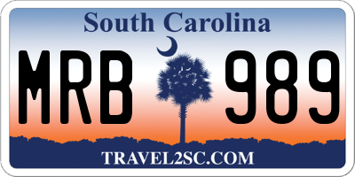 SC license plate MRB989