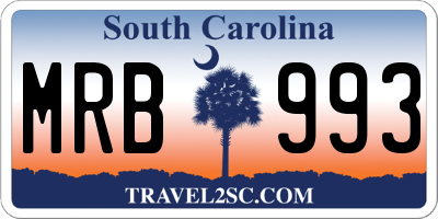 SC license plate MRB993