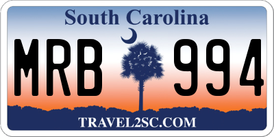 SC license plate MRB994