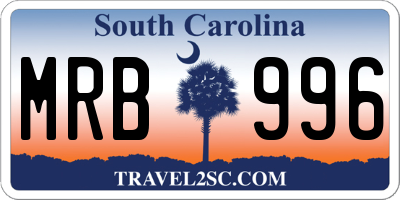 SC license plate MRB996