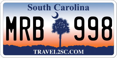 SC license plate MRB998