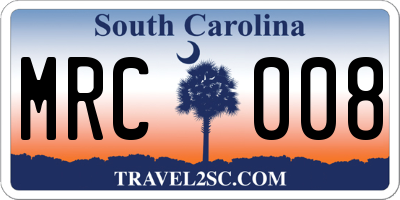 SC license plate MRC008