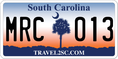 SC license plate MRC013