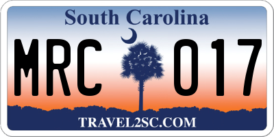SC license plate MRC017