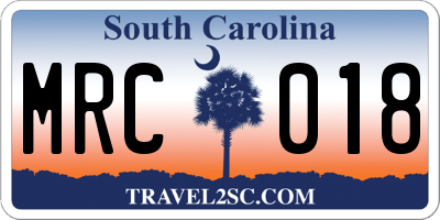 SC license plate MRC018