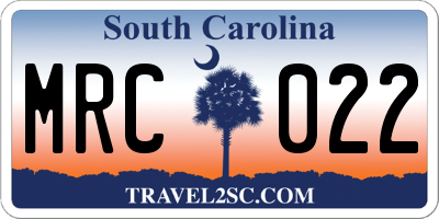 SC license plate MRC022