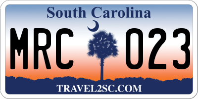 SC license plate MRC023