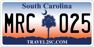 SC license plate MRC025