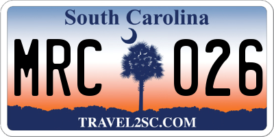 SC license plate MRC026
