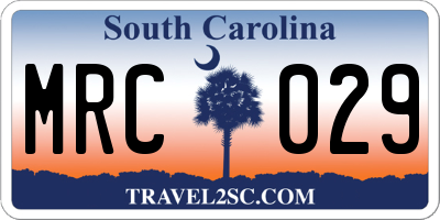 SC license plate MRC029