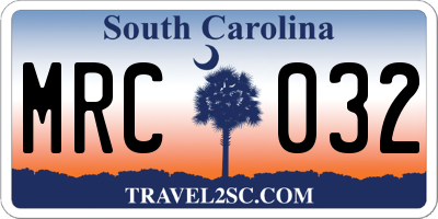 SC license plate MRC032