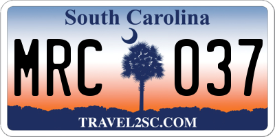 SC license plate MRC037