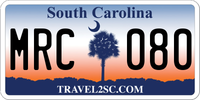 SC license plate MRC080