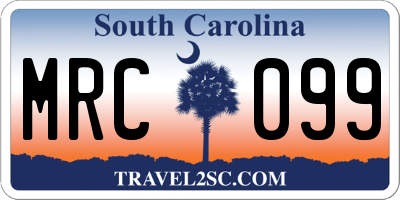 SC license plate MRC099