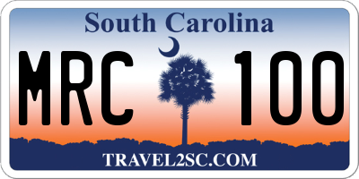 SC license plate MRC100