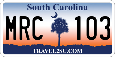 SC license plate MRC103