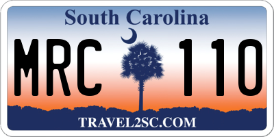 SC license plate MRC110